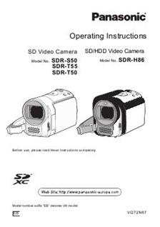 Panasonic SDR H 86 manual. Camera Instructions.